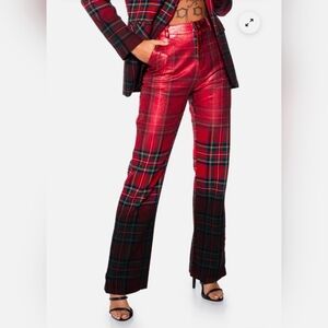 Metallic Plaid Ombre Pants